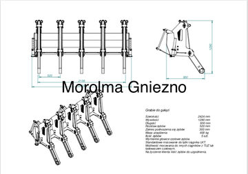 Zgrabiarka do gałęzi brona leśna KOŁASZEWSKI FK MACHINERY grabie