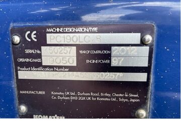 koparka gasienicowa 20 tonowa Komatsu PC 190LC-8 