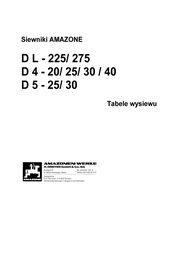 Polskie tabele wysiewu  Amazone D4 D5 D7 D8 DL 275 tabela wysiewu po polsku